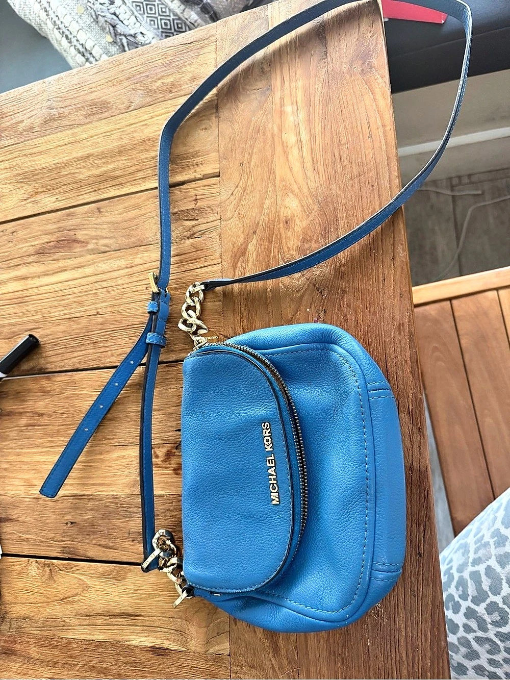 Michael Kors Leather Crossbody Bag, Blue